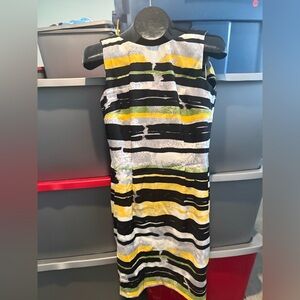 Striped Sleeveless Dress - Black, Yellow, White p58